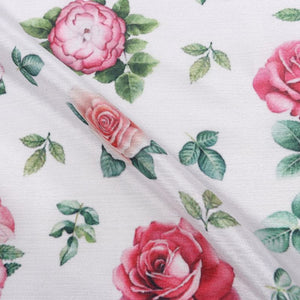 White And Pink Floral Pattern Digital Print Chinon Chiffon Fabric