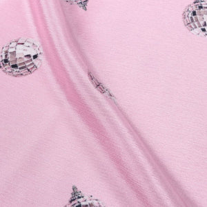 Pink And Beige Object Pattern Digital Print Chinon Chiffon Fabric