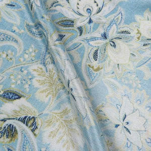 Sky Blue And White Floral Pattern Digital Print Chinon Chiffon Fabric