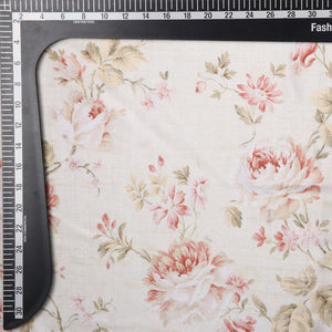 White And Pink Floral Pattern Digital Print Chinon Chiffon Fabric