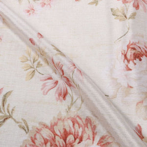 White And Pink Floral Pattern Digital Print Chinon Chiffon Fabric