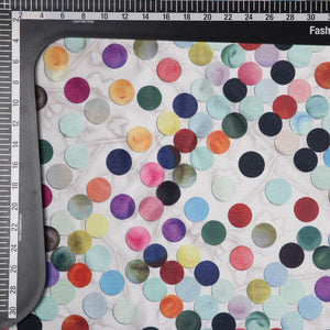 Multi Color Polka Dots Pattern Digital Print Chinon Chiffon Fabric