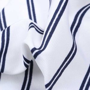 Navy Blue And white Stripes Pattern American Crepe Fabric