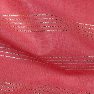 Salmon Red Plain Dyed  Gold And Silver Lurex Chanderi Fabric