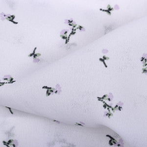 White And Lavender Floral Pattern Screen Print Moss Crepe Fabric