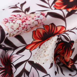 White And Brown Floral Pattern Digital Print Butter Crepe Fabric