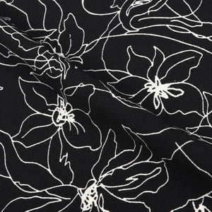 Black And White Floral Pattern Digital Print Bsy Twill Fabric