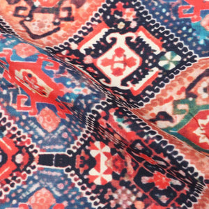 Blue And Red Ethnic Pattern Digital Print Cotton Fabric