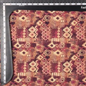 Brown And Yellow Geometric Pattern Digital Print Cotton Fabric