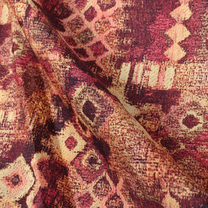Brown And Yellow Geometric Pattern Digital Print Cotton Fabric