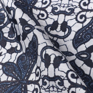 Navy Blue And White Ethnic Pattern Digital Print Cotton Fabric