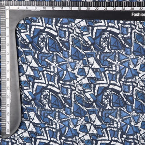 Blue And White Abstract Pattern Digital Print Cotton Fabric