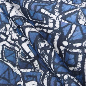 Blue And White Abstract Pattern Digital Print Cotton Fabric