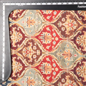 Orange And Brown Trellis Pattern Digital Print Cotton Fabric