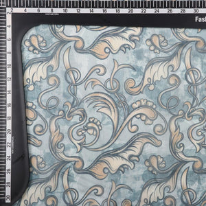 Pewter Grey And Ivory Abstract Pattern Digital Print Chanderi Fabric