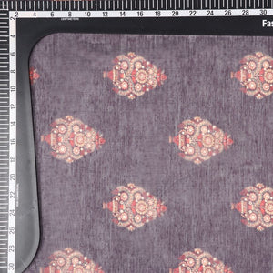 Brown And Orange Ethnic Pattern Digital Print Chanderi Fabric