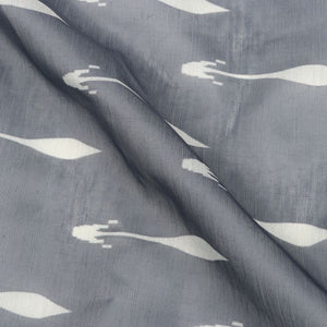 Grey And Ivory Abstract Pattern Digital Print Chanderi Fabric