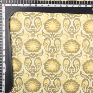 Yellow And Dark Beige Paisley Pattern Digital Print Chanderi Fabric