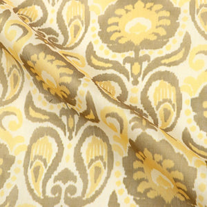 Yellow And Dark Beige Paisley Pattern Digital Print Chanderi Fabric