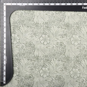 Tea Green And White Floral Pattern Digital Print Chanderi Fabric