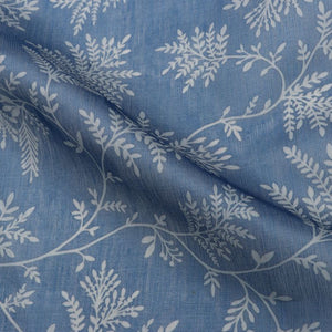 Navy Blue And Beige Floral Pattern Digital Print Chanderi Fabric