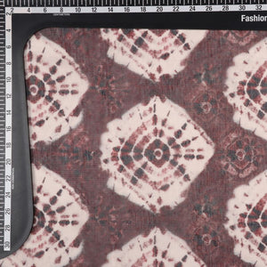 Brown And White Shibori Pattern Digital Print Chanderi Fabric