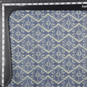 Navy Blue And Dusty Yellow Chevron Pattern Digital Print Chanderi Fabric