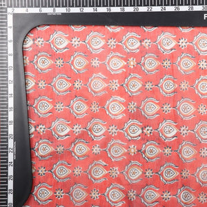 Red And White Ethnic Pattern Digital Print Chanderi Fabric