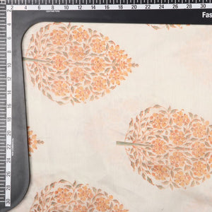 Ivory And Golden Yellow Mughal Pattern Digital Print Chanderi Fabric