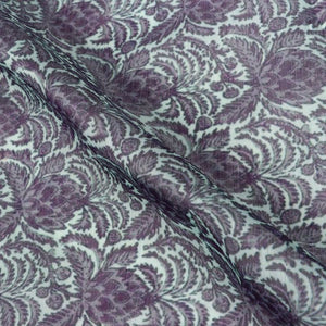 Dark Blue And Mint Green Floral Pattern Digital Print Chanderi Fabric