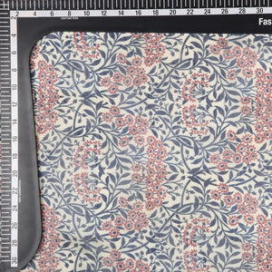 Beige And Navy Blue Floral Pattern Digital Print Chanderi Fabric