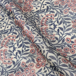 Beige And Navy Blue Floral Pattern Digital Print Chanderi Fabric