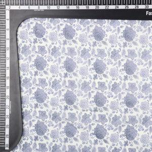 White And Dusty Lavender Floral Pattern Digital Print Chanderi Fabric