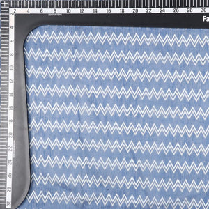 Blue And White Chevron Pattern Digital Print Chanderi Fabric