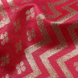 Pink Chevron Pattern Dyed Jacquard Chanderi Fabric