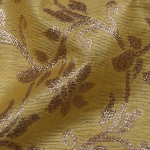 Light Yellow Floral Pattern Dyed Jacquard  Chanderi Fabric