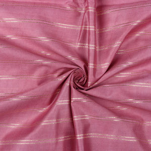 Rouge Pink Plain Dyed  Dobby Gold Lurex Chanderi Fabric
