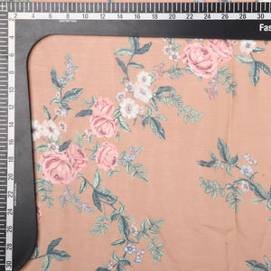 Dusty Orange And Pink Floral Pattern Digital Print Chiffon Fabric