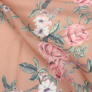 Dusty Orange And Pink Floral Pattern Digital Print Chiffon Fabric