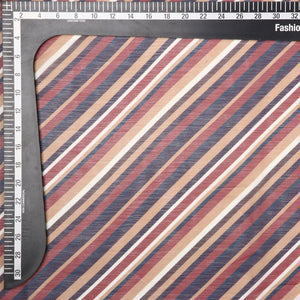 Maroon And Dark Blue Stripes Pattern Digital Print Chiffon Fabric