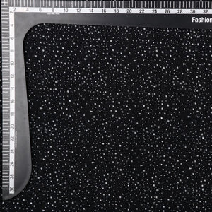 Black And White Dot Pattern Screen Print Chiffon Dobby Fabric