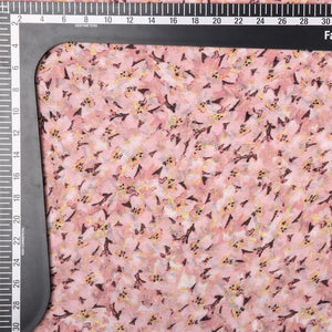 Pink And Brown Floral Pattern Screen Print Chiffon Fabric