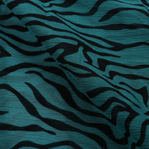 Green And Black Animal Pattern Digital Print Chiffon Fabric