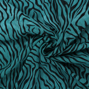 Green And Black Animal Pattern Digital Print Chiffon Fabric
