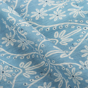 Steel Blue And Beige Trellis Pattern Digital Print Chiffon Fabric