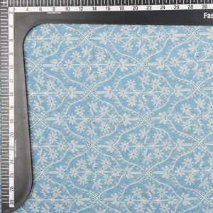 Steel Blue And Beige Trellis Pattern Digital Print Chiffon Fabric