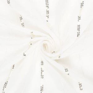 White Stripes Pattern Sequins Embroidery Chiffon Fabric