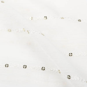 White Stripes Pattern Sequins Embroidery Chiffon Fabric