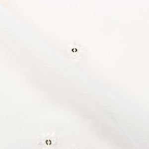 White Booti Pattern Dyed Embroidery Sequins Chiffon Fabric