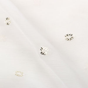 White Booti Pattern Dyed Embroidery Sequins Chiffon Fabric